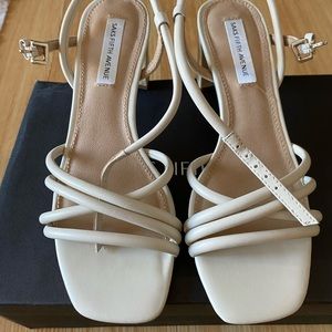 NWT Saks square toe heeled sandal